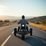 Trike Fahrer auf der Strasse