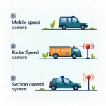 Verschiedene Typen von mobilen Blitzern