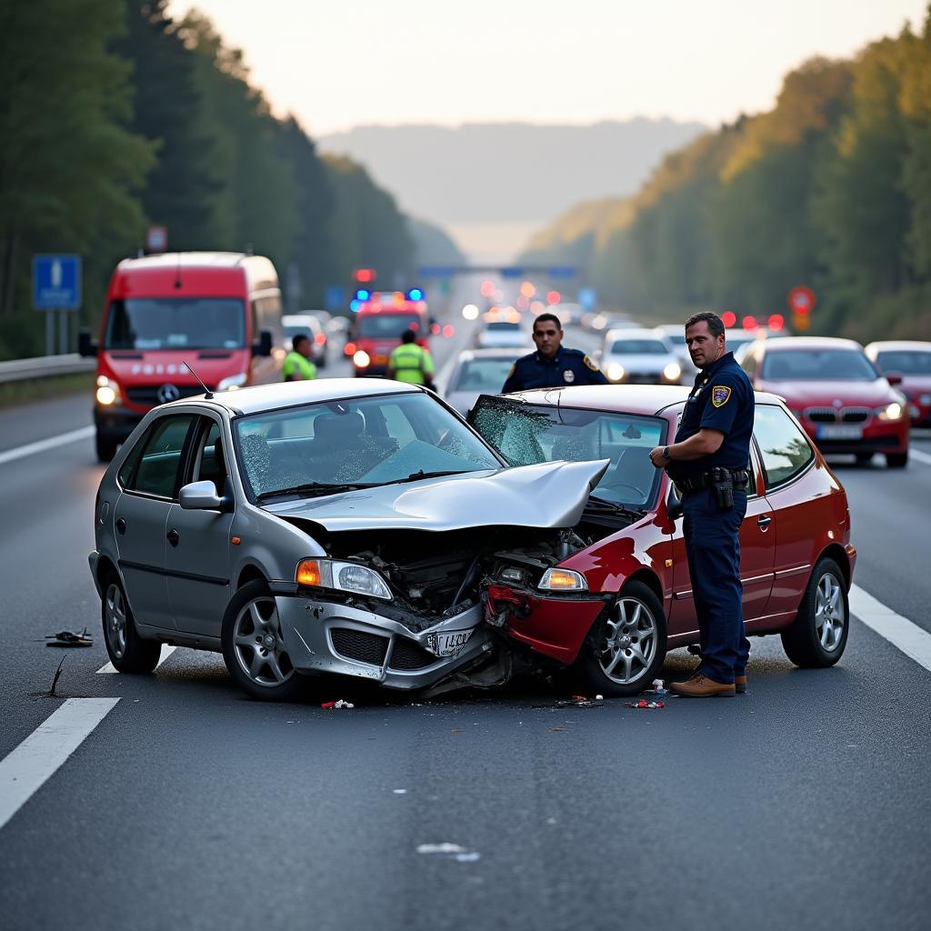 Unfallstelle auf der A3 bei Geiselwind