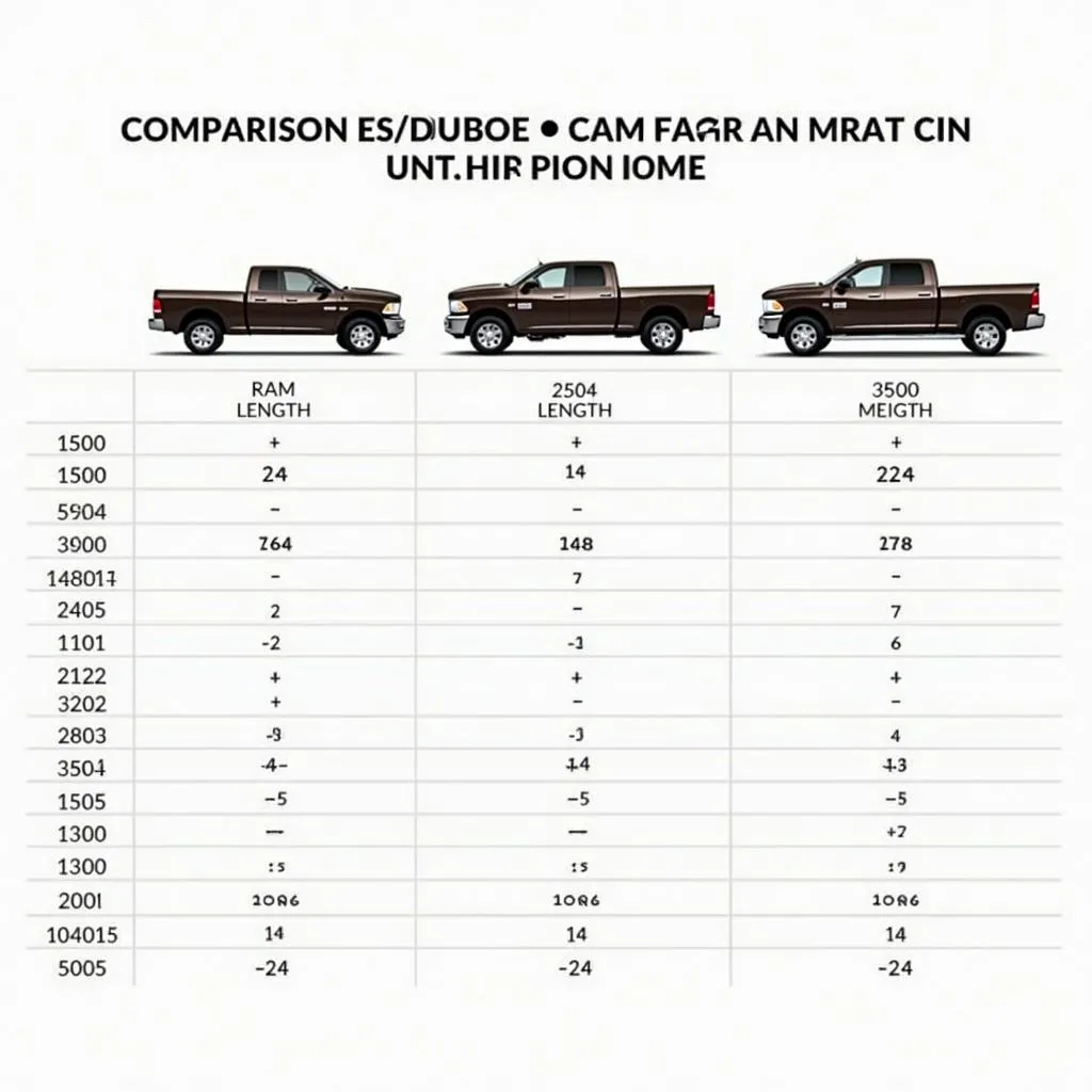 Vergleich Dodge Ram Modelle Abmessungen