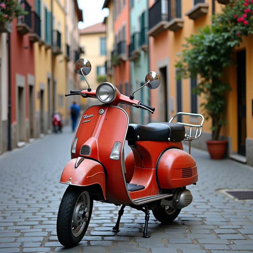 Vespa Roller im Retro-Look auf einer Straße in Deutschland