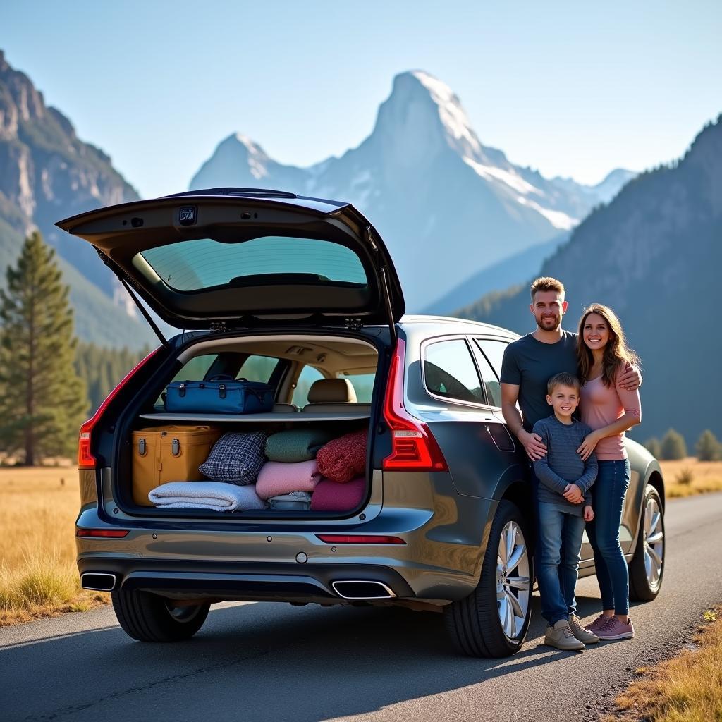 Mit dem Volvo Allrad Kombi und der Familie sicher und komfortabel in den Urlaub.