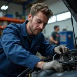 Volvo Mechaniker in der Werkstatt