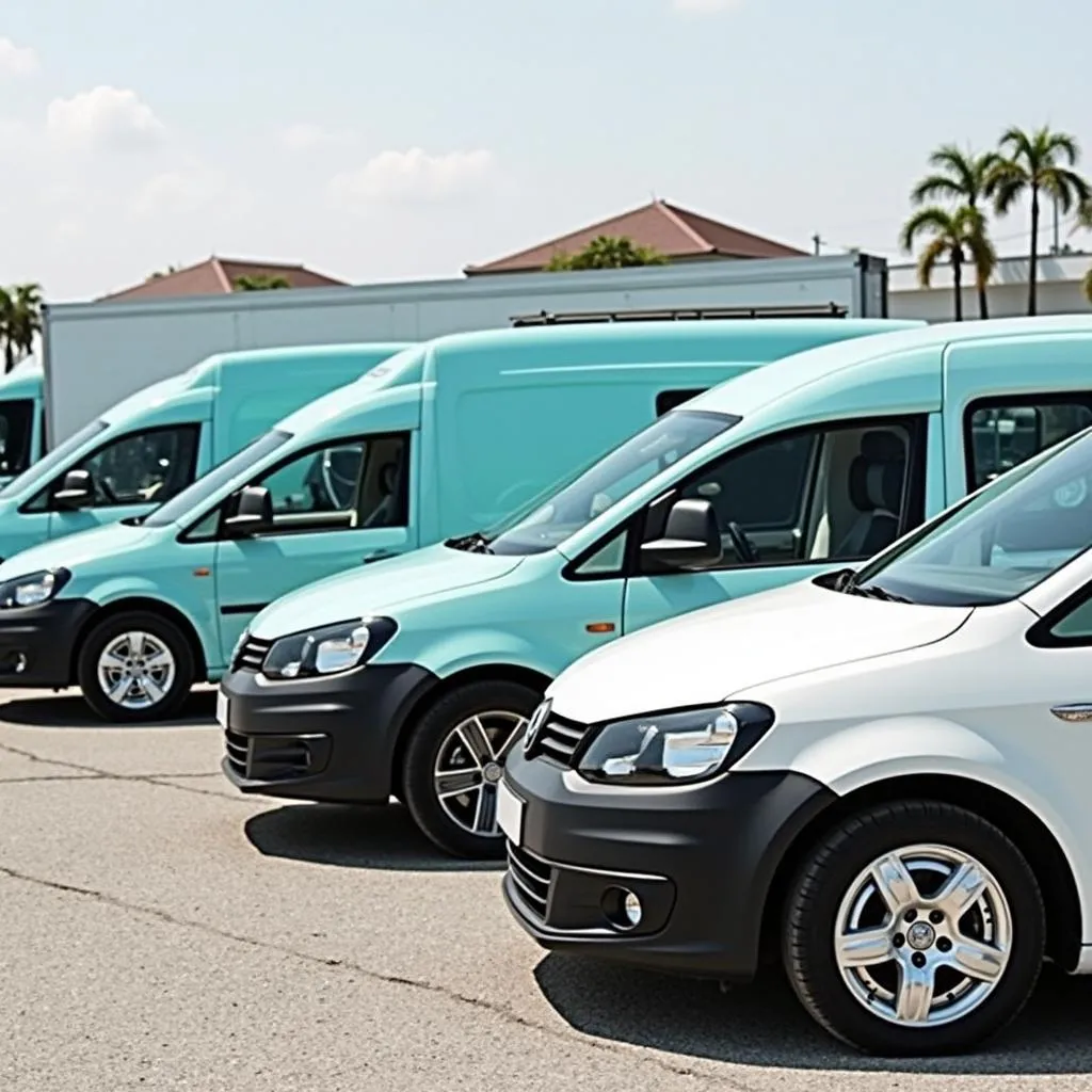 VW Caddy van showcasing different wheel options