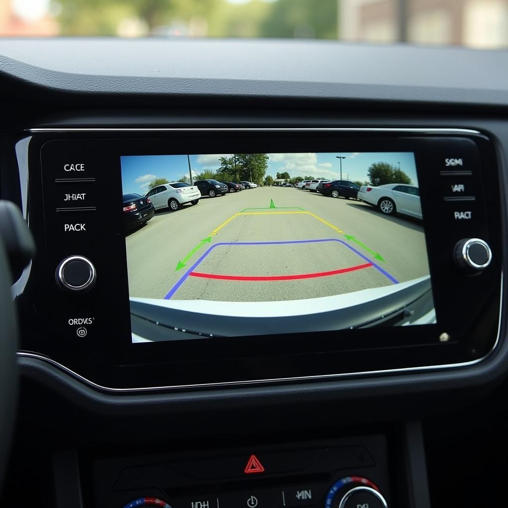 Volkswagen infotainment screen showing Park Assist Plus parking guidance