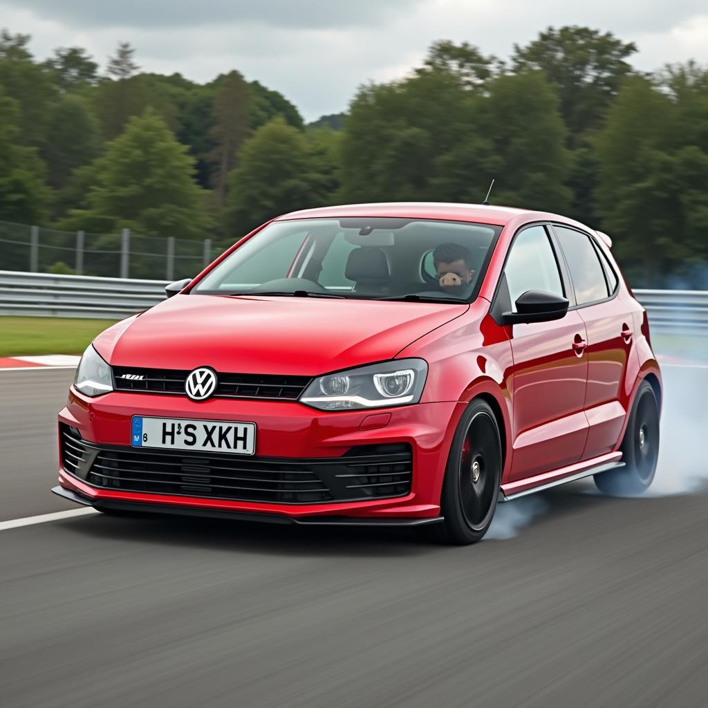 VW Polo 6N in Rot auf der Rennstrecke