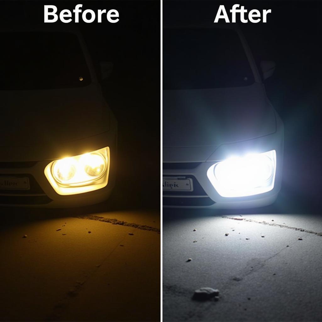 VW Up! LED Scheinwerfer Nachrüstung Vorher-Nachher Vergleich