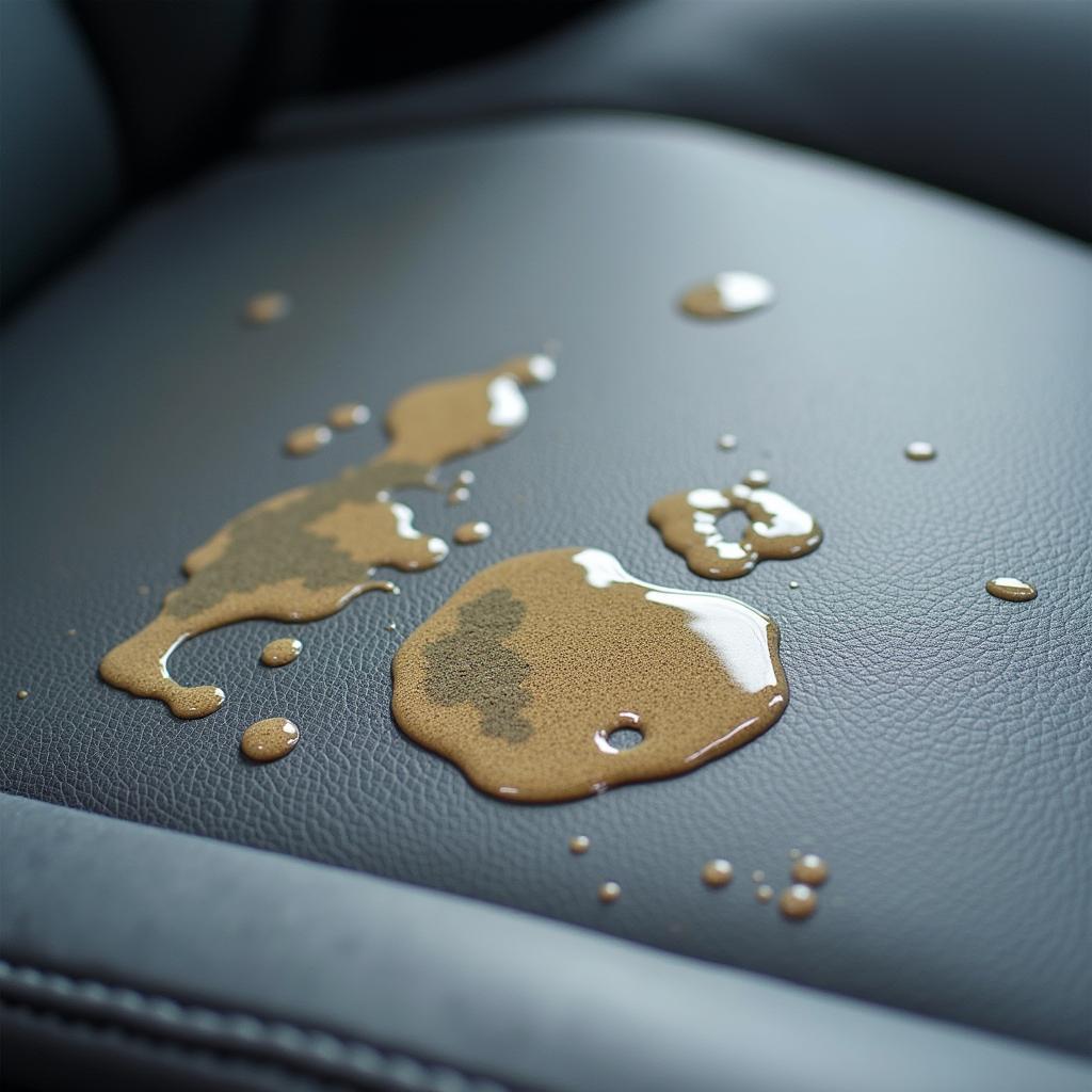 Taches d'eau sur un siège auto