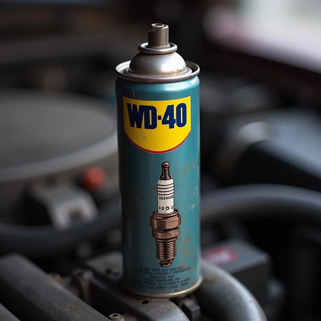 WD-40 Dose auf verschmutzter Zündkerze