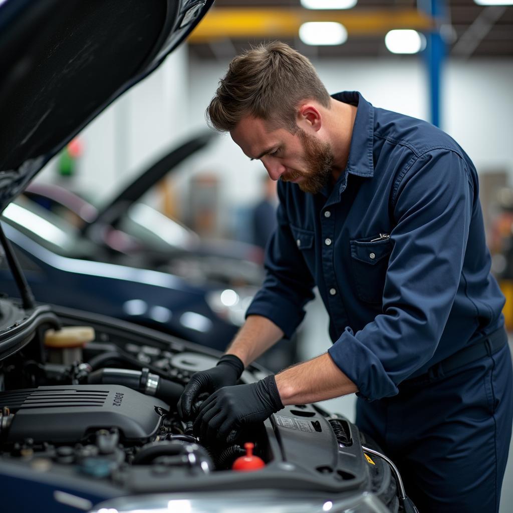 Werkstatt mit Mechaniker