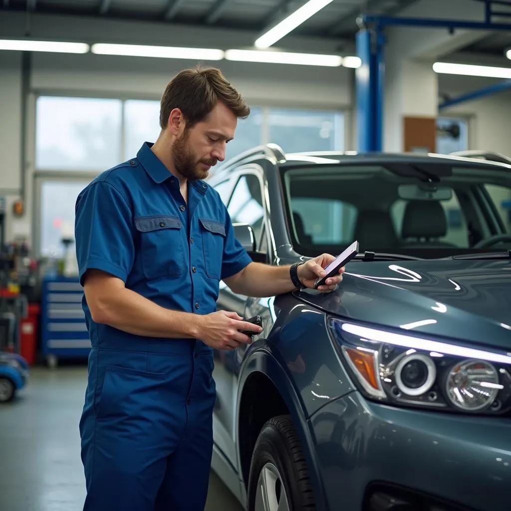 Moderne Autowerkstatt mit Star GSM