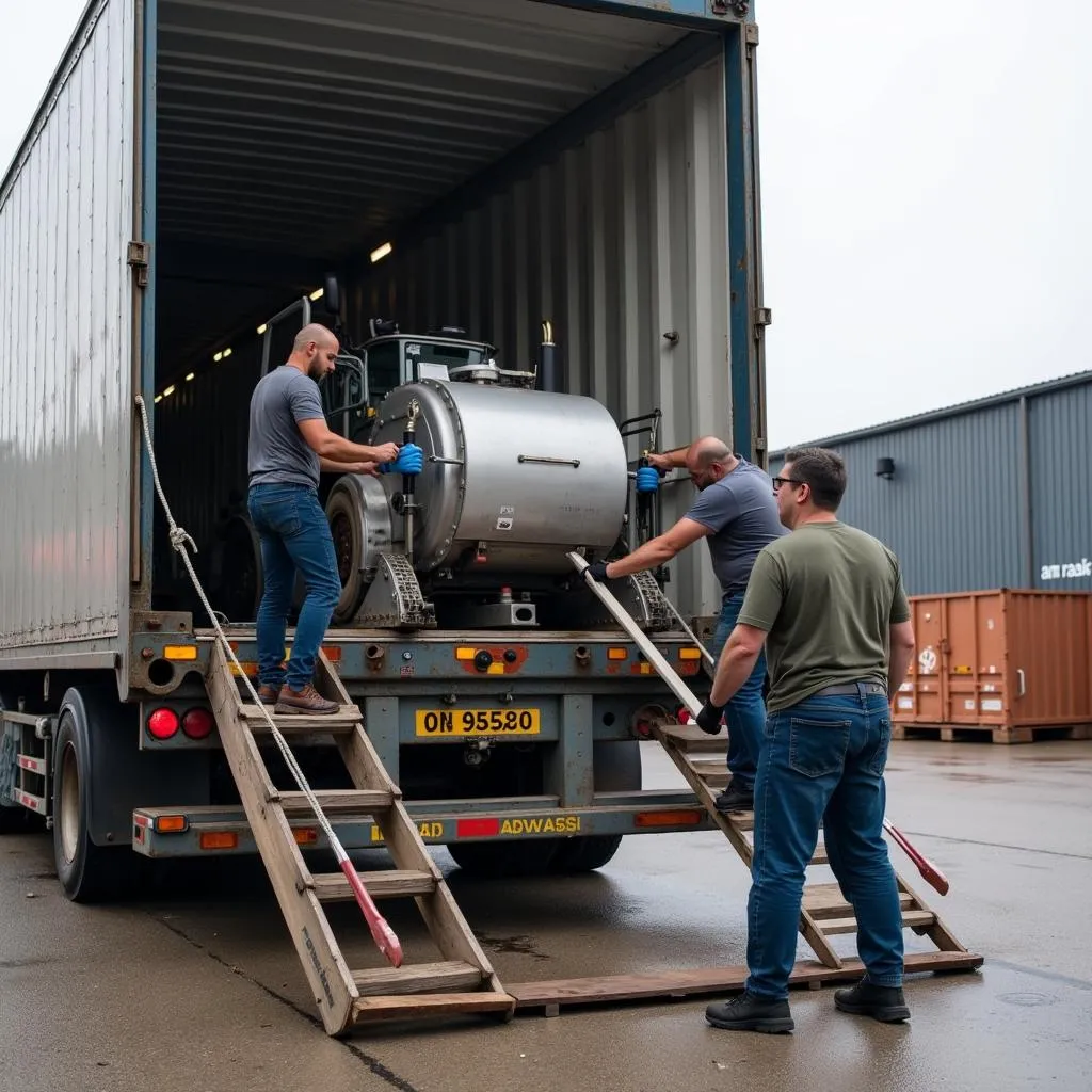 Transporting equipment during an auto repair shop relocation