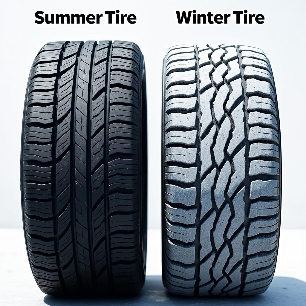 Comparison of winter tire treads