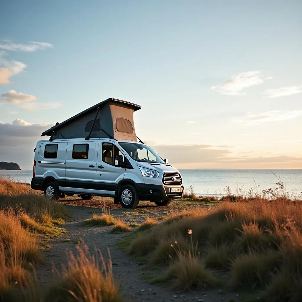 Wohnmobil am Meer bei Stockholm