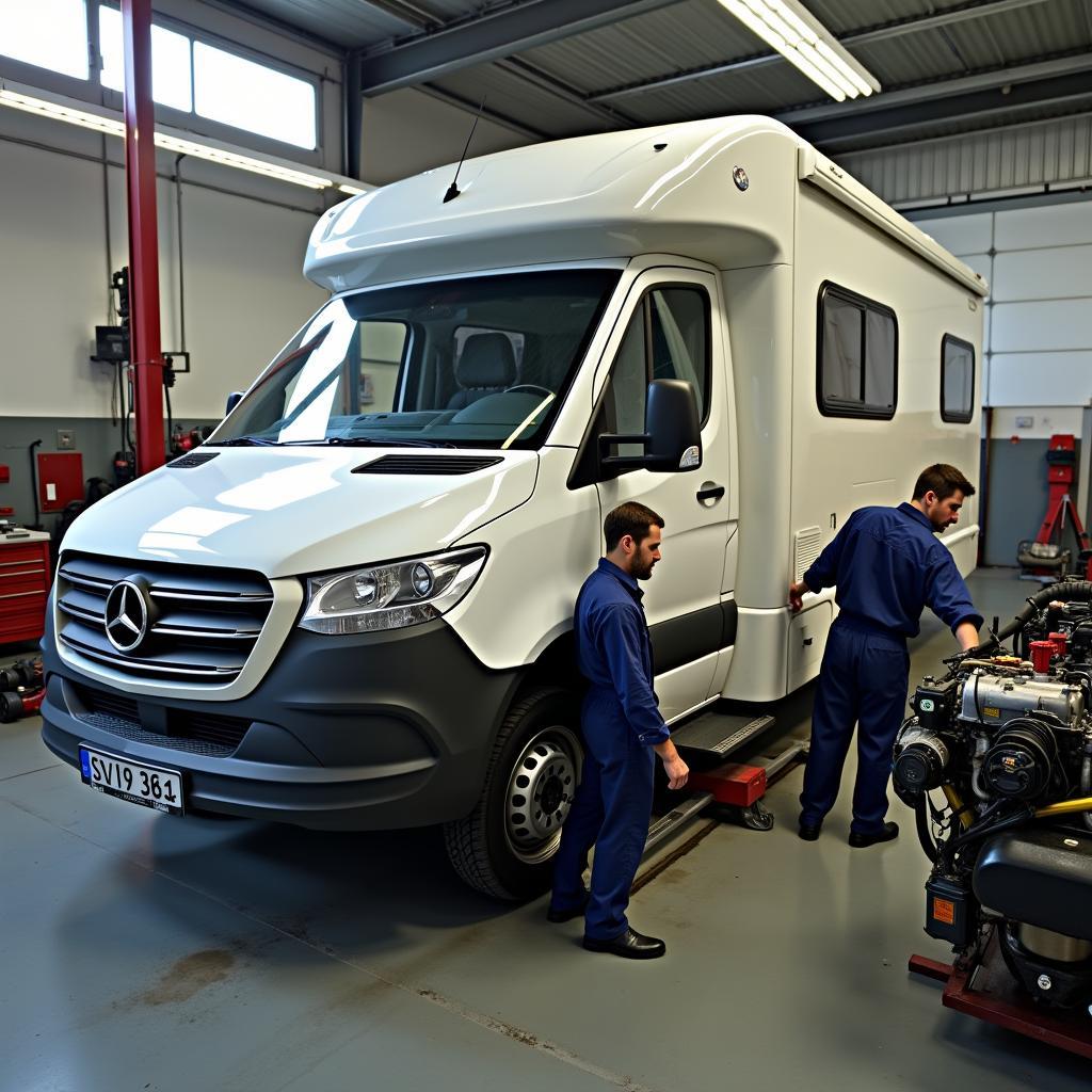 Wohnmobil Reparatur in der Werkstatt