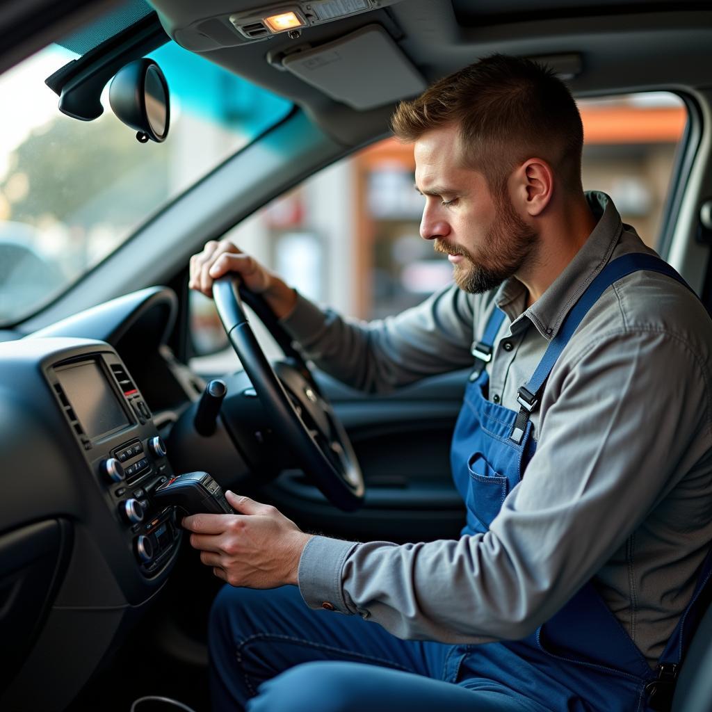 Werkstatt mit Kfz-Mechaniker