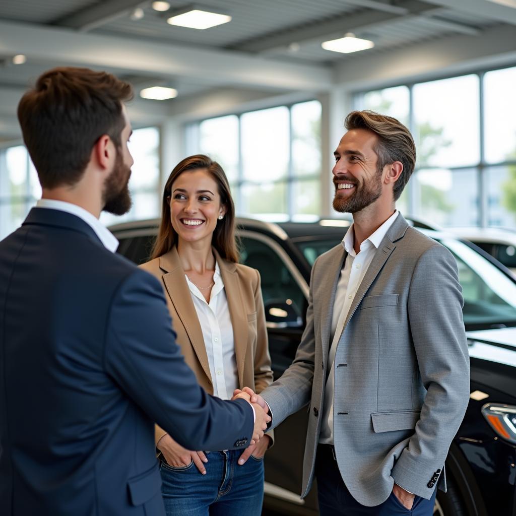 Tevreden autokoper met nieuwe auto