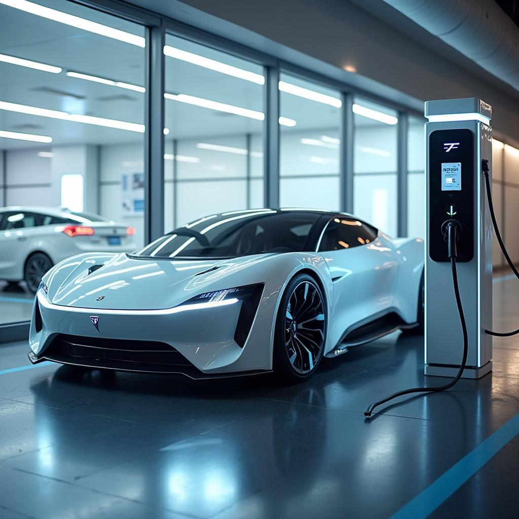 Futuro dos carros elétricos japoneses: Carregando em uma estação de carregamento