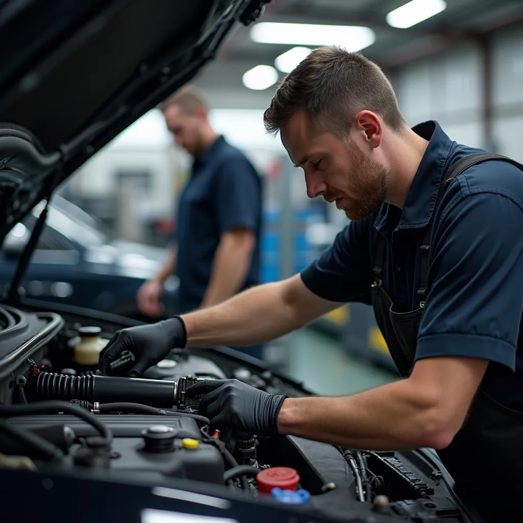 Automechaniker repariert ein Auto