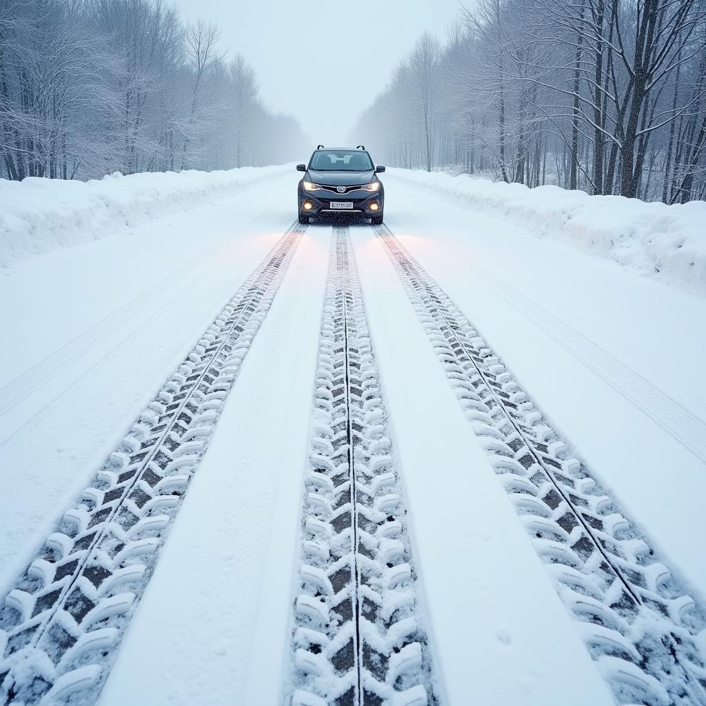 Bremsweg von Winterreifen auf Schnee