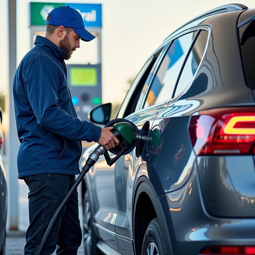 AdBlue tanken an einer Aral Tankstelle