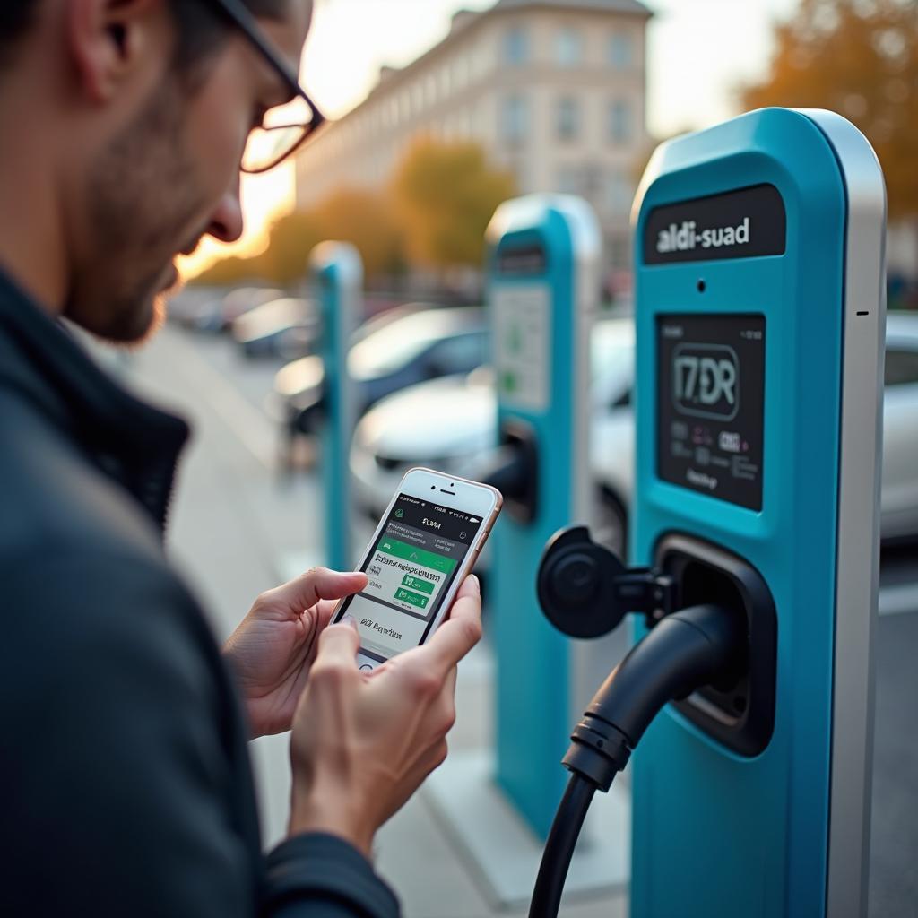 Aldi Süd Kunde lädt sein Elektroauto