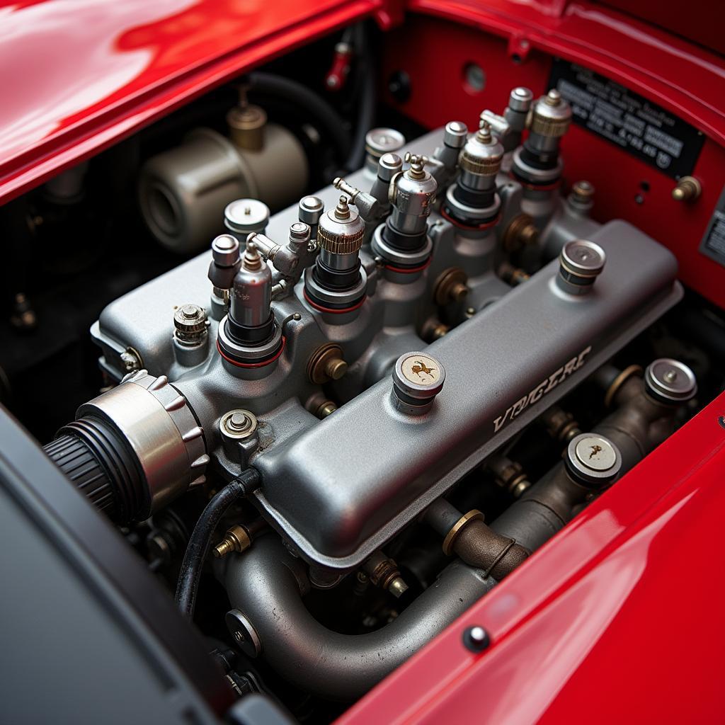 Motor eines alten Ferrari Modells