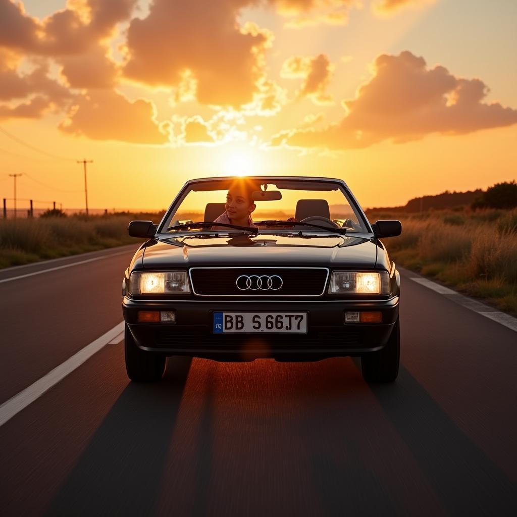 Audi 80 Cabrio 6 Zylinder im Sonnenuntergang