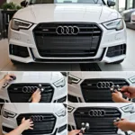 Montage eines schwarzen Kühlergrills an einem Audi A3