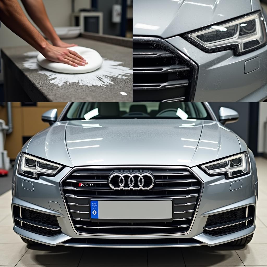 Professionelle Pflege eines Audi A4 in Manhattangrau Metallic