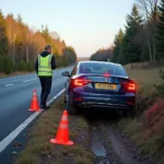 Auto im Graben: Sicherheit geht vor!