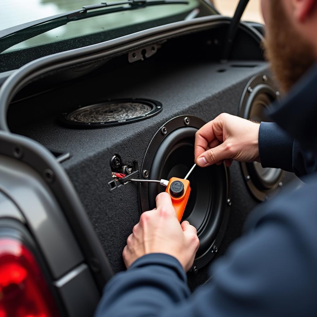 車のスピーカーボックスの専門的な取り付け