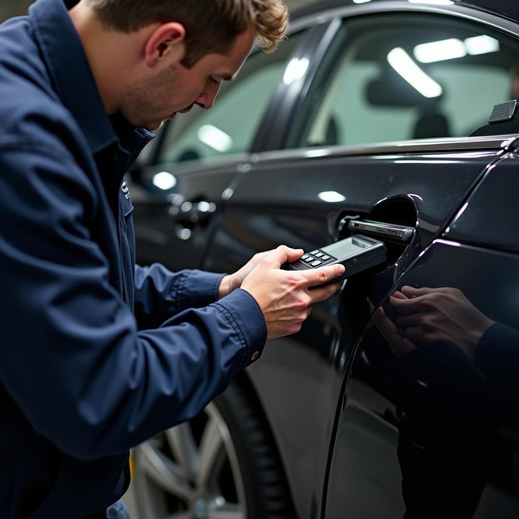 Auto Mechaniker mit Diagnosegerät