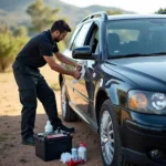 Auto Wartung auf dem Campingplatz in Portugal