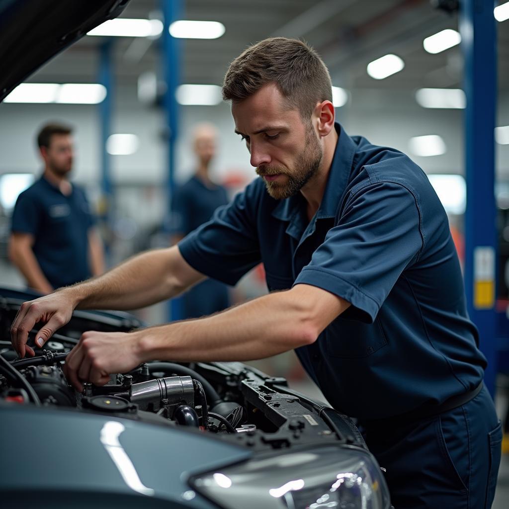 Professionelle Autoreparatur in der Werkstatt