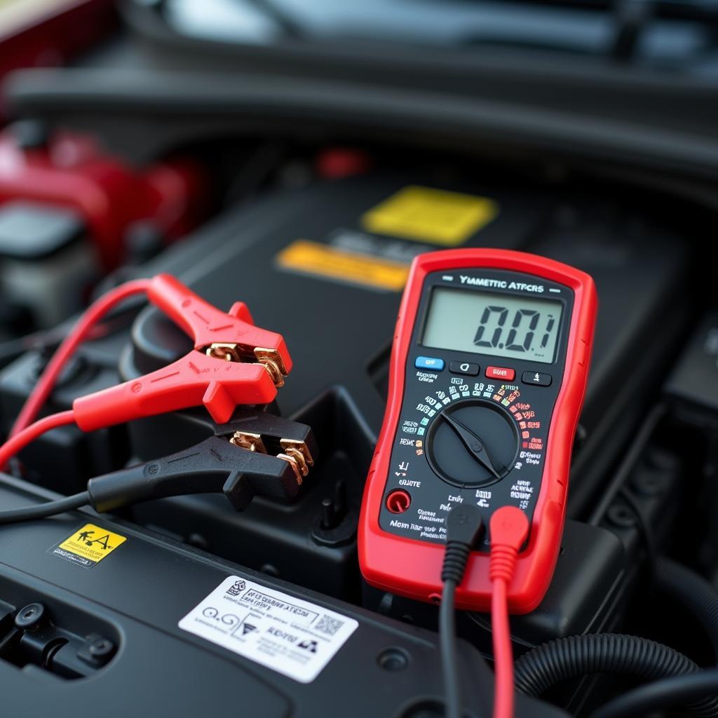 Autobatterie messen Ampere mit Multimeter