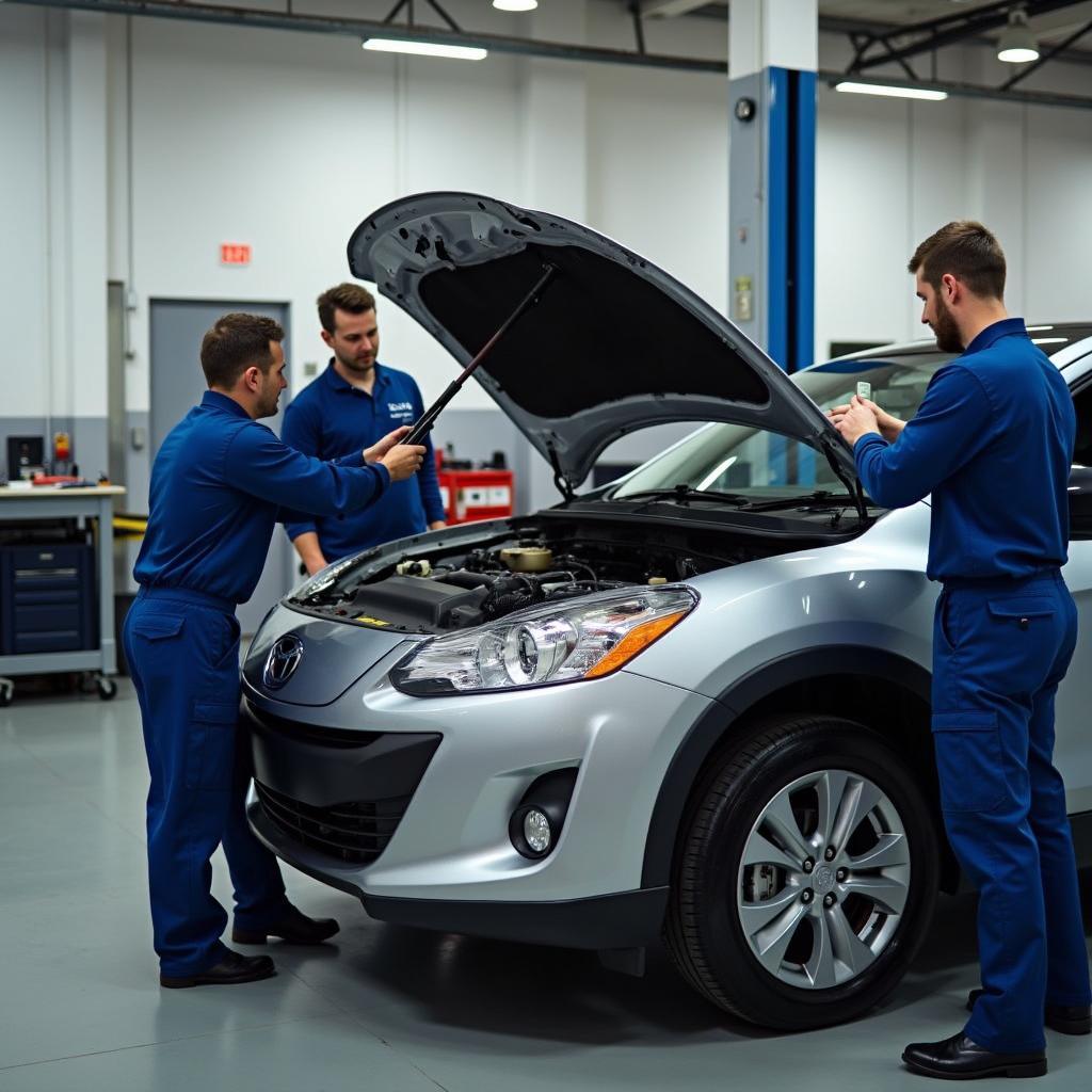 Automechaniker bei der Reparatur in der Werkstatt