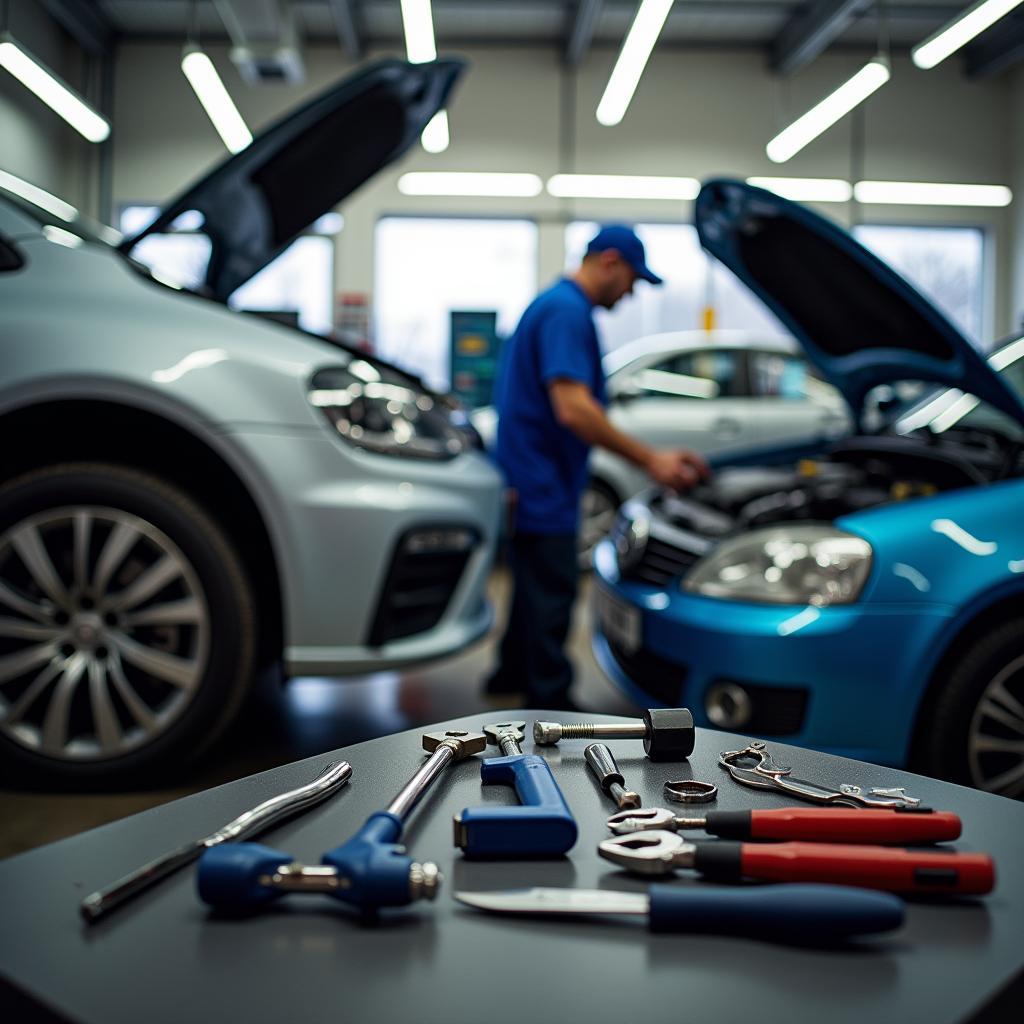 Autoreparatur in einer Werkstatt in Osthessen