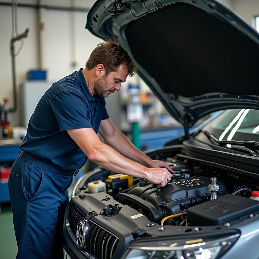 Professionelle Autoreparatur in einer Werkstatt in Kolbermoor