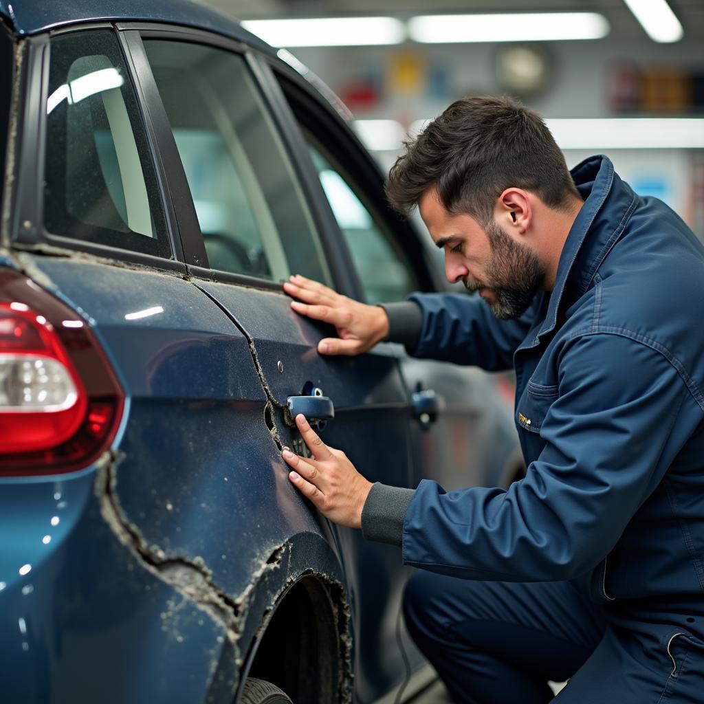 Visite au garage après un dommage à la porte