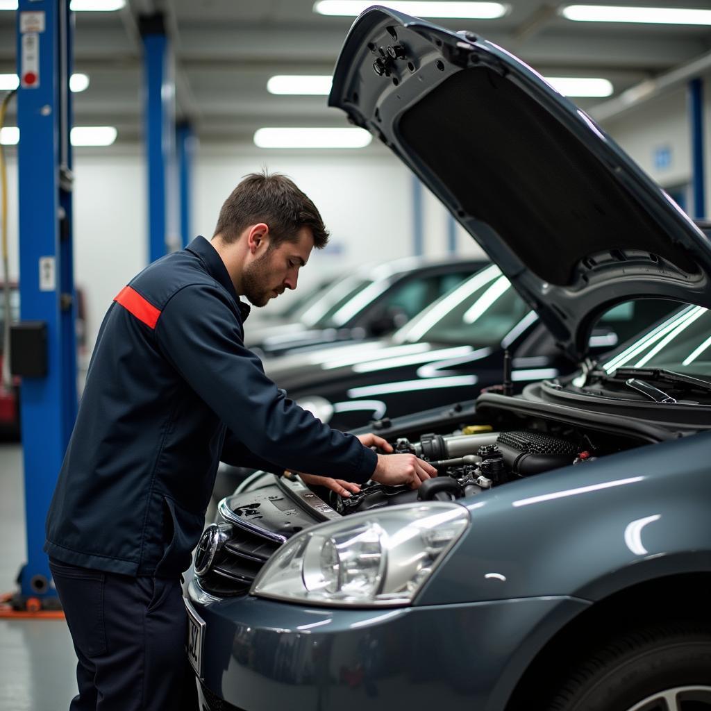 Autowerkstatt in Bayreuth führt Reparaturen durch.