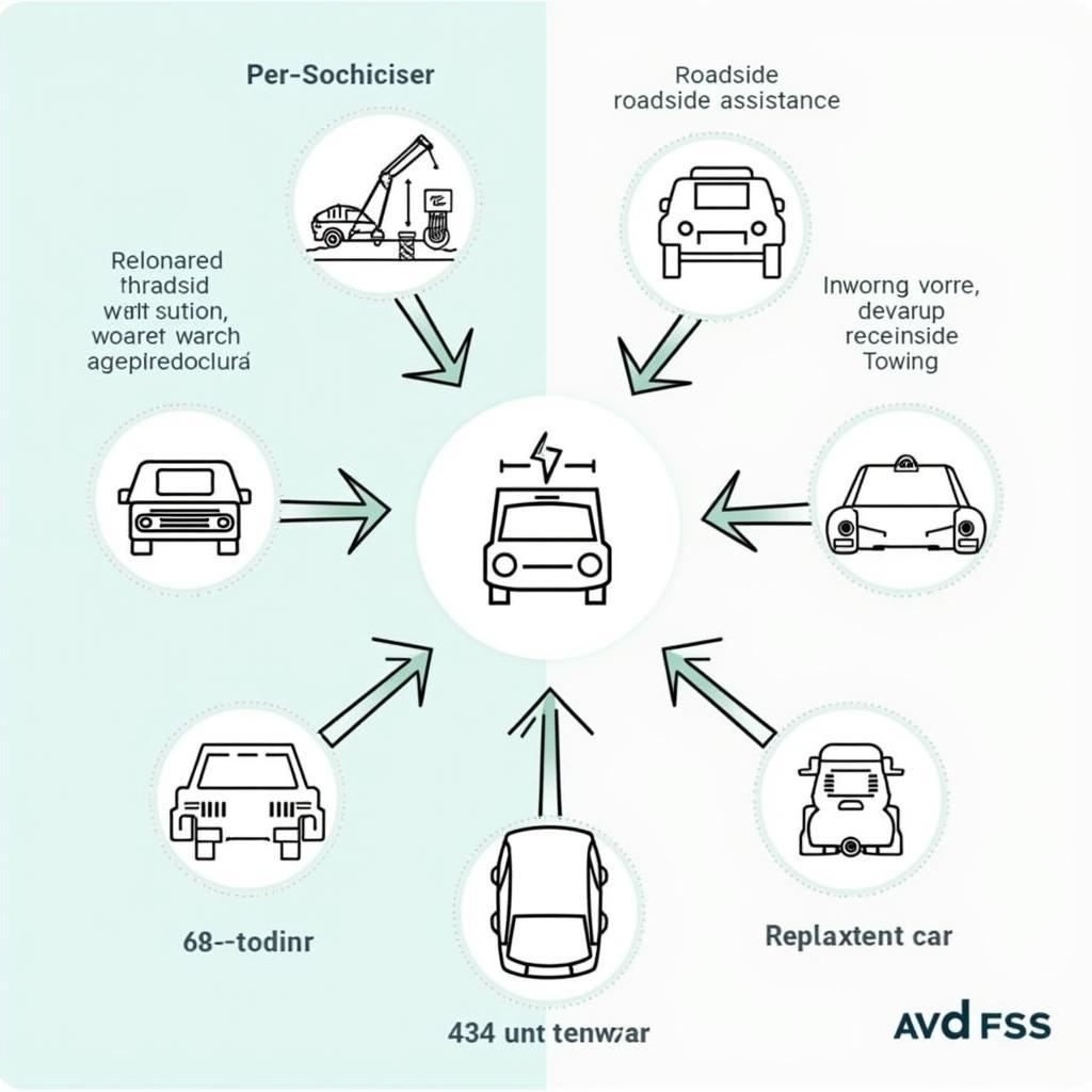 AVD Schutzbrief Leistungen: Grafik zeigt die verschiedenen Leistungen des Schutzbriefs, wie Pannenhilfe, Abschleppen, Ersatzwagen, etc.