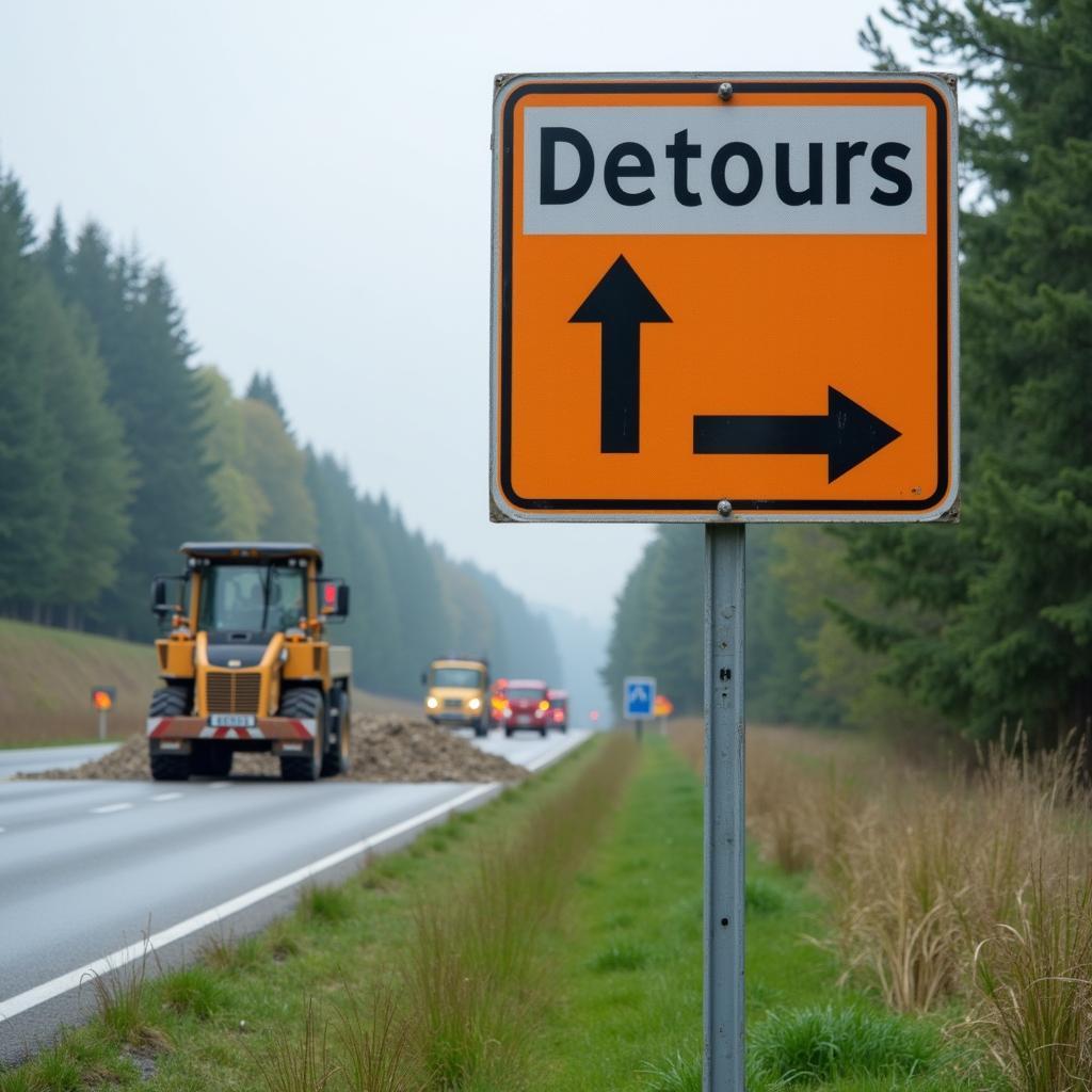 Umleitung wegen Baustelle auf der Autobahn in Bayern