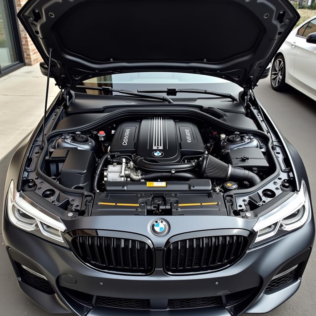 BMW 330e Tuning Motorraum: Einblick in die modifizierten Komponenten.