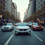 BMW i Reihe Elektrofahrzeuge auf der Straße