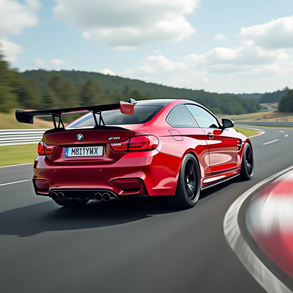 BMW M4 mit Spoiler auf der Rennstrecke