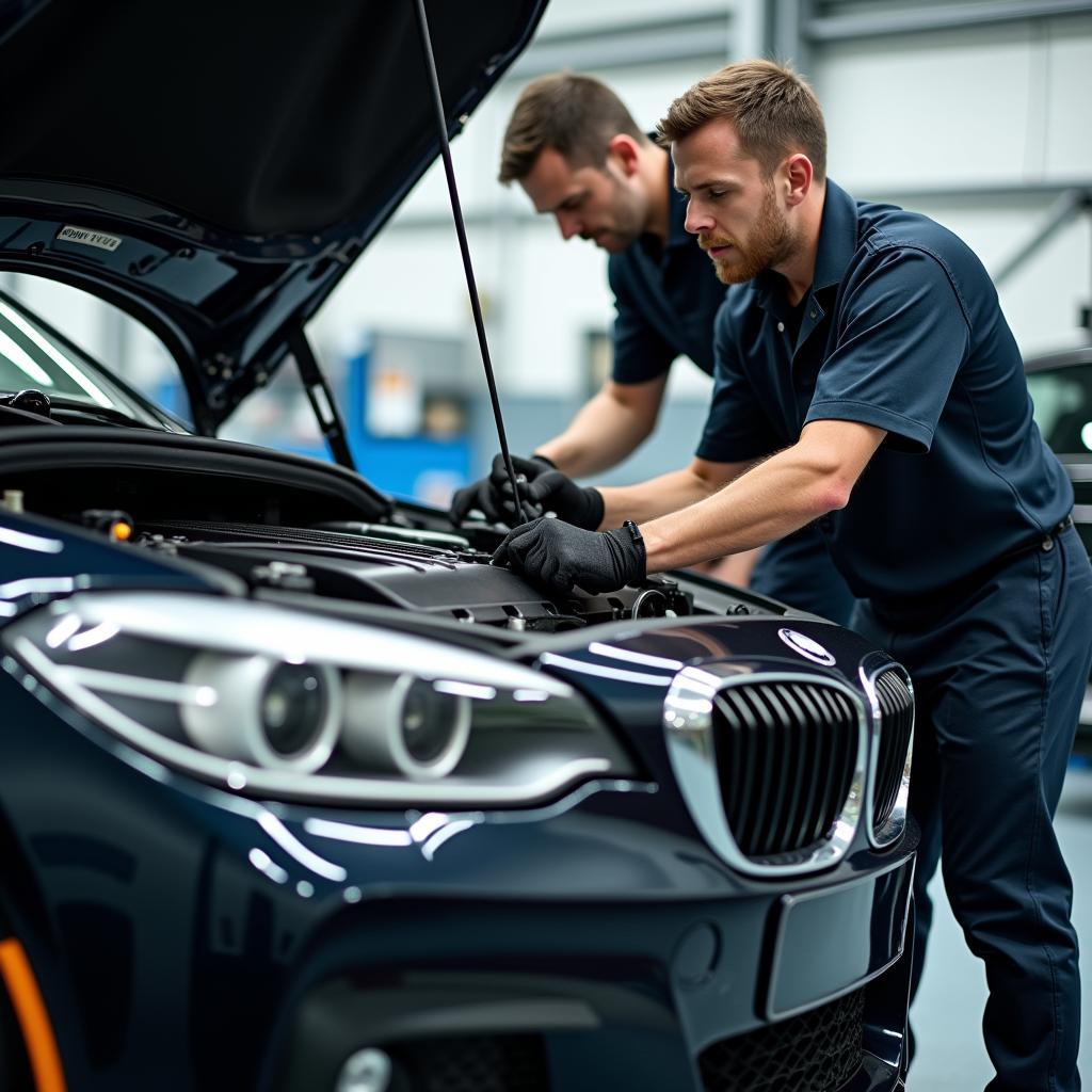 BMW reparatie in een garage bij de PragSattel