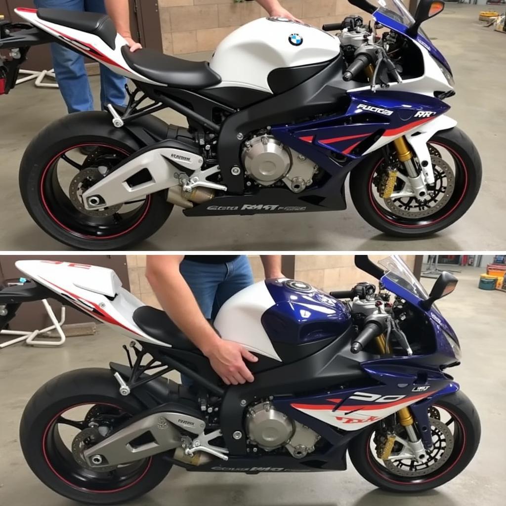 Austausch der Verkleidung einer BMW S1000RR: Demontage der alten und Montage der neuen Verkleidung.