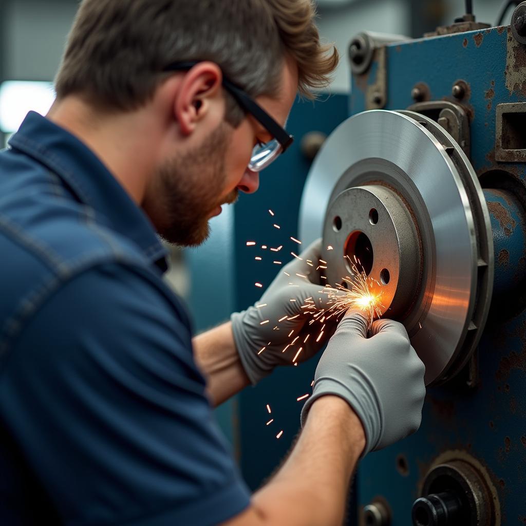 Bremsscheiben Abdrehen Gerät in der Werkstatt