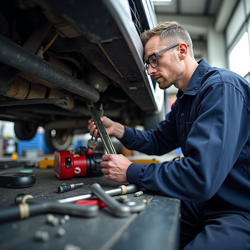 Car repair in a workshop